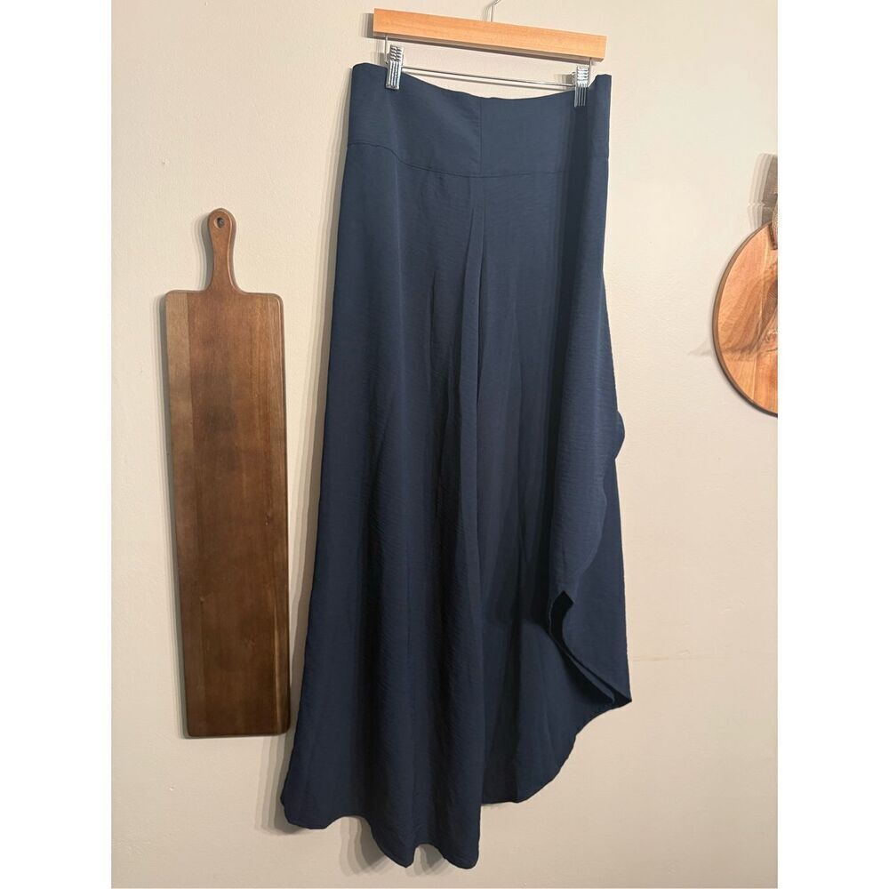 By Design Womens Navy Blue Asymmetrical Flat Front A-Line Long Maxi Skirt Medium